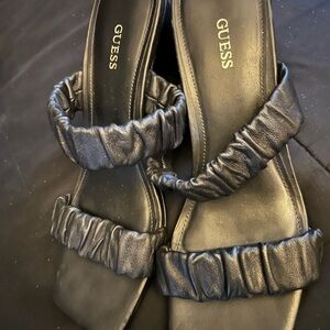 Guess Black Sandals with Ruched Detailing
